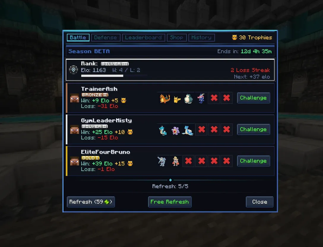 Cobblemon PvP battle scene